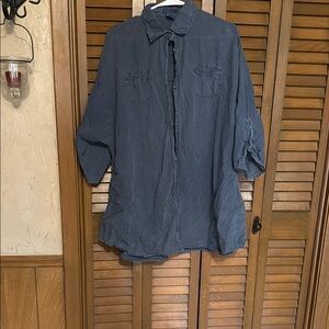 Women's Blue Button-Up Top